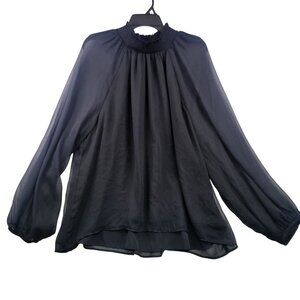 Joie Black Sheer Long Sleeve Blouse XXL Polyester Womens